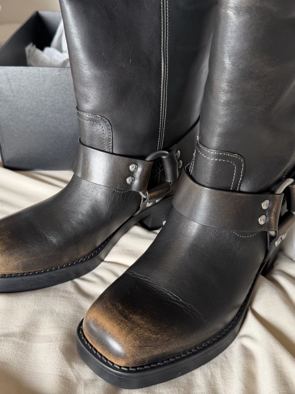 Coach Black Leather Harness Heeled Boots - Picture 8 of 11